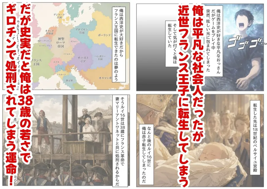 【エロ同人漫画】マリーアントワネットの夫に転生した俺は、ギロチン処刑を回避したい件-0枚目