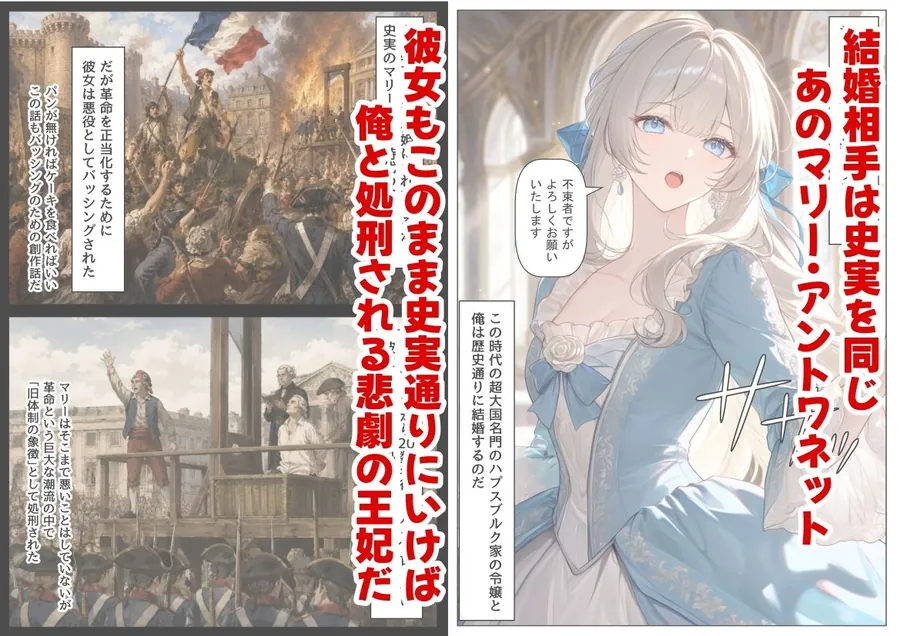 【エロ同人漫画】マリーアントワネットの夫に転生した俺は、ギロチン処刑を回避したい件-2枚目