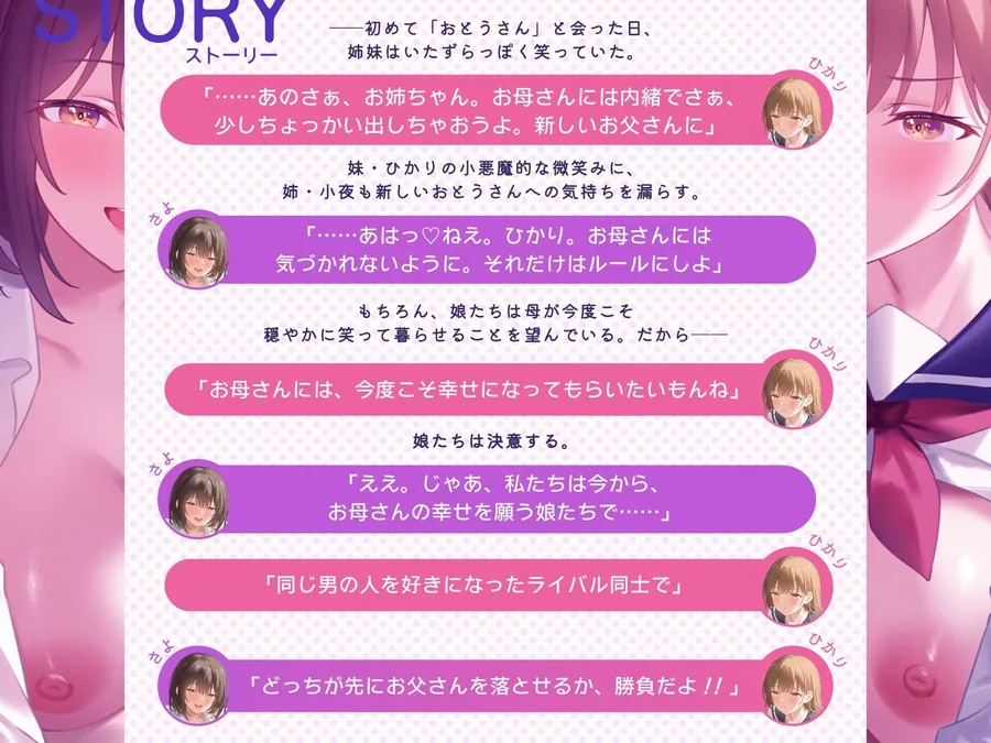 【エロ同人漫画】【男性受け】爆乳姉妹はパパの特濃精子で孕まされたい〜義理の娘たちによる背徳逆NTR〜【KU100バイノーラル/2時間】-2枚目