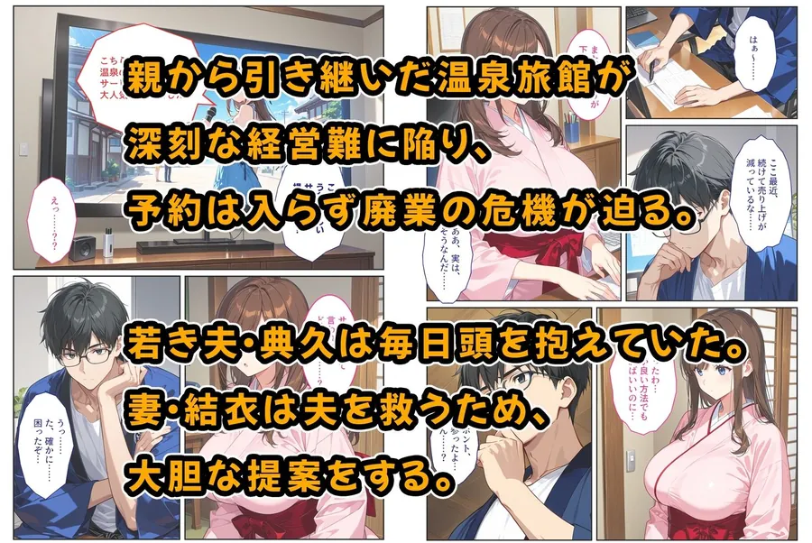 【エロ同人漫画】経営難の温泉旅館を守るため…爆乳人妻女将が客たちに種付けられて妊娠メス堕ち！-0枚目