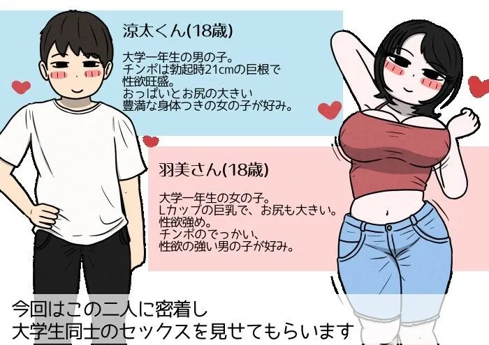 【エロ同人漫画】学生カップルのセックスと妊娠 - 気持ちよすぎて赤ちゃんができちゃった涼太くん（18歳）と羽美さん（18歳）-0枚目