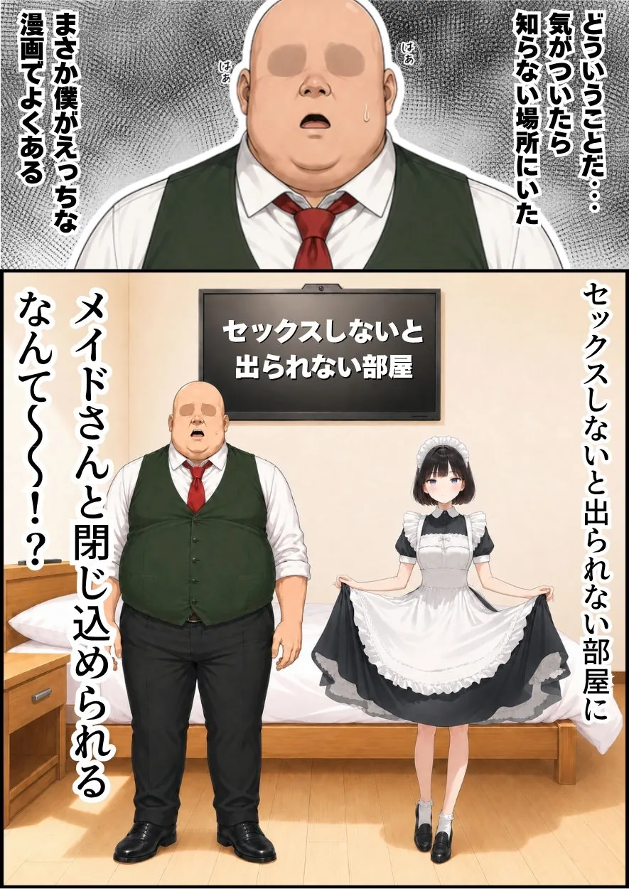 【エロ同人漫画】セックスしないと出られない部屋にジト目メイドさんと閉じ込められたんだが・・・-0枚目