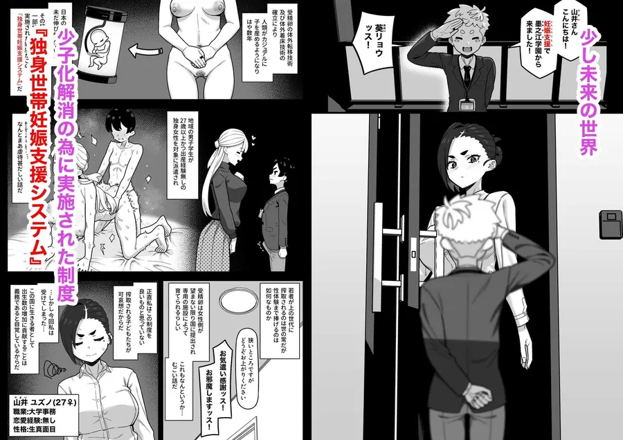 【エロ同人漫画】独身世帯妊娠支援システム-0枚目