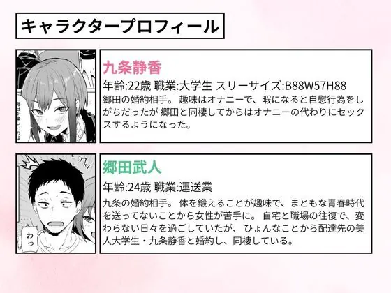 【エロ同人漫画】配達員の俺が、配達先の美人JDと婚約したら性欲が強すぎて休めない件-1枚目