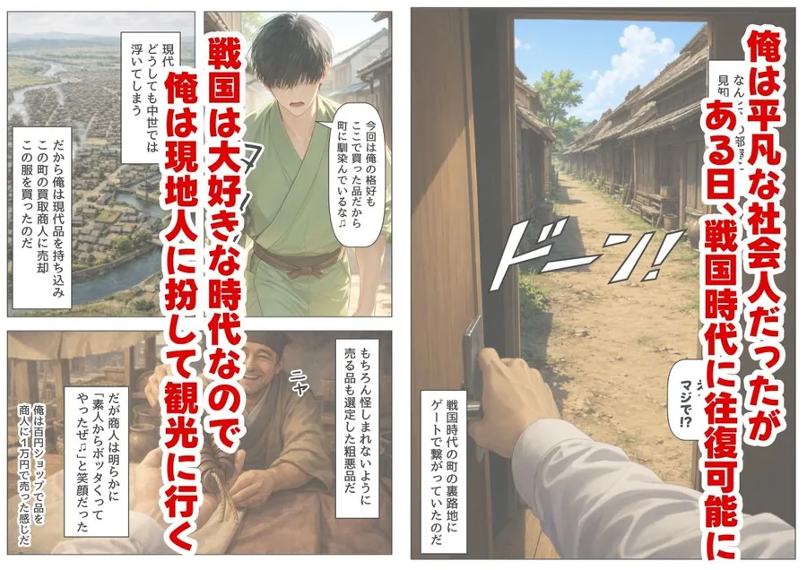 【エロ同人漫画】戦国時代に俺が転移したら、飯屋がエロすぎた実話-0枚目