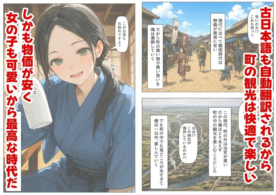 【エロ同人漫画】戦国時代に俺が転移したら、飯屋がエロすぎた実話-1枚目