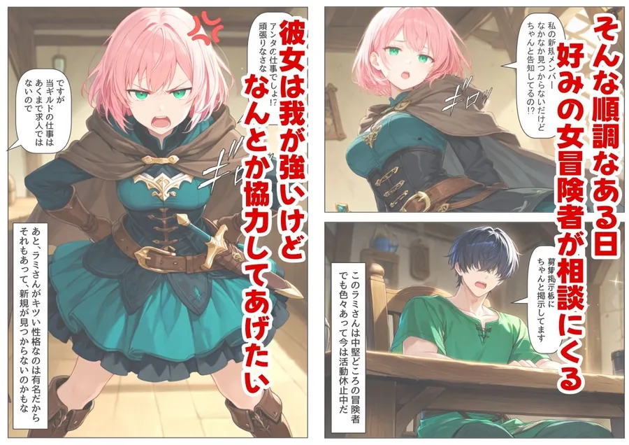 【エロ同人漫画】冒険者ギルドのモブ職員、チート鑑定-1枚目