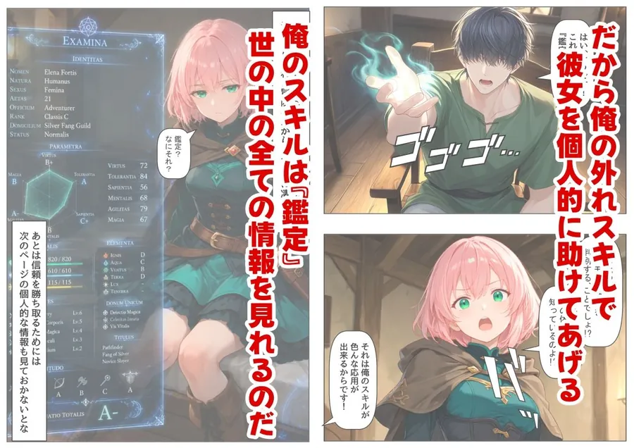 【エロ同人漫画】冒険者ギルドのモブ職員、チート鑑定-2枚目