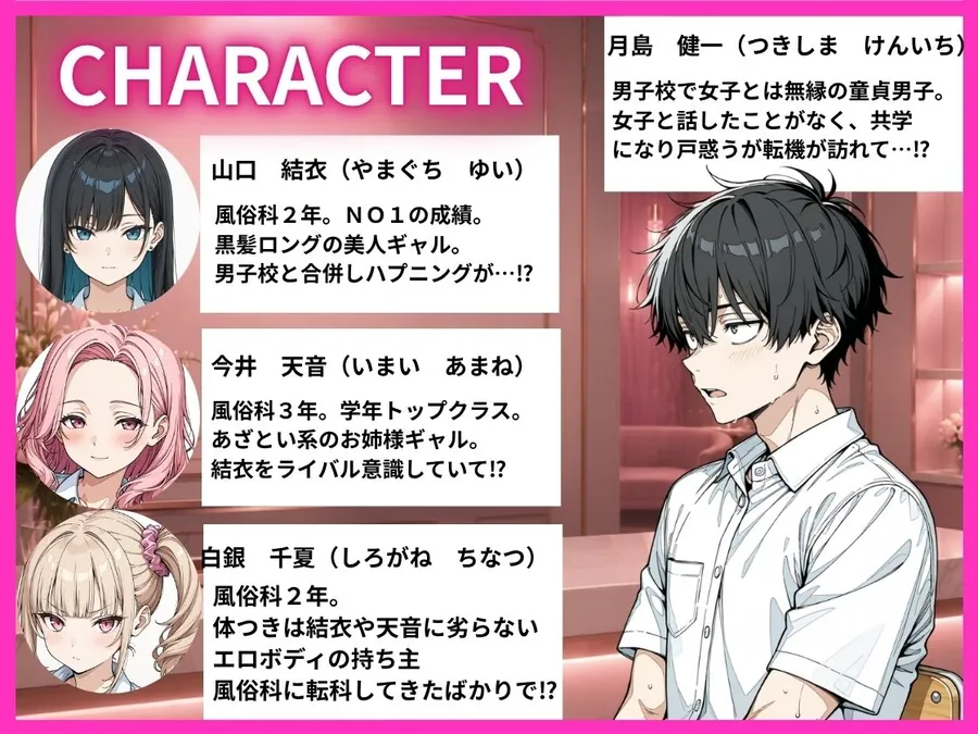 【エロ同人漫画】学校合併で風俗科ギャルに連続逆指名されてハーレム無双した話-0枚目
