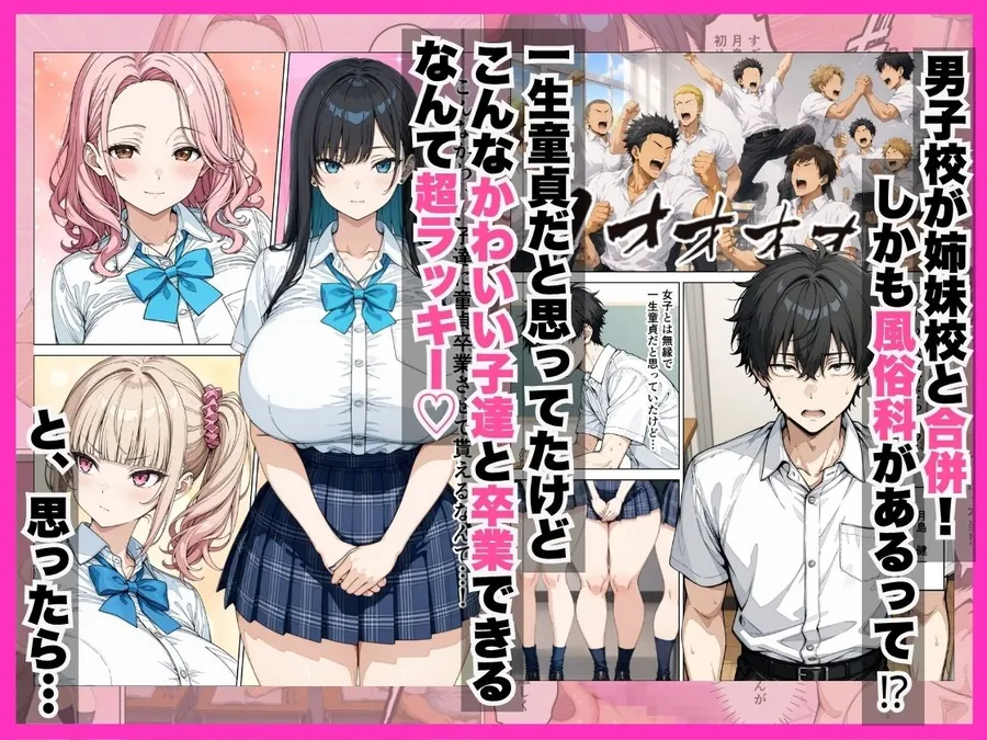 【エロ同人漫画】学校合併で風俗科ギャルに連続逆指名されてハーレム無双した話-1枚目