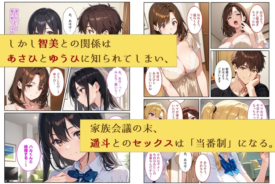 【エロ同人漫画】養子になったら爆乳義母と双子義妹に誘惑されて中出しセックスしています！〜孕ませバトル編〜-2枚目
