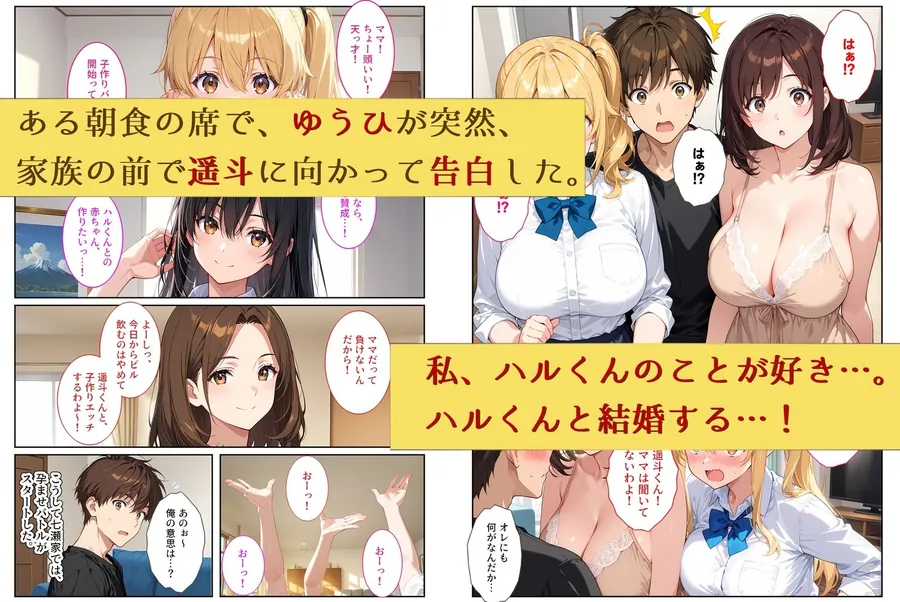【エロ同人漫画】養子になったら爆乳義母と双子義妹に誘惑されて中出しセックスしています！〜孕ませバトル編〜-3枚目