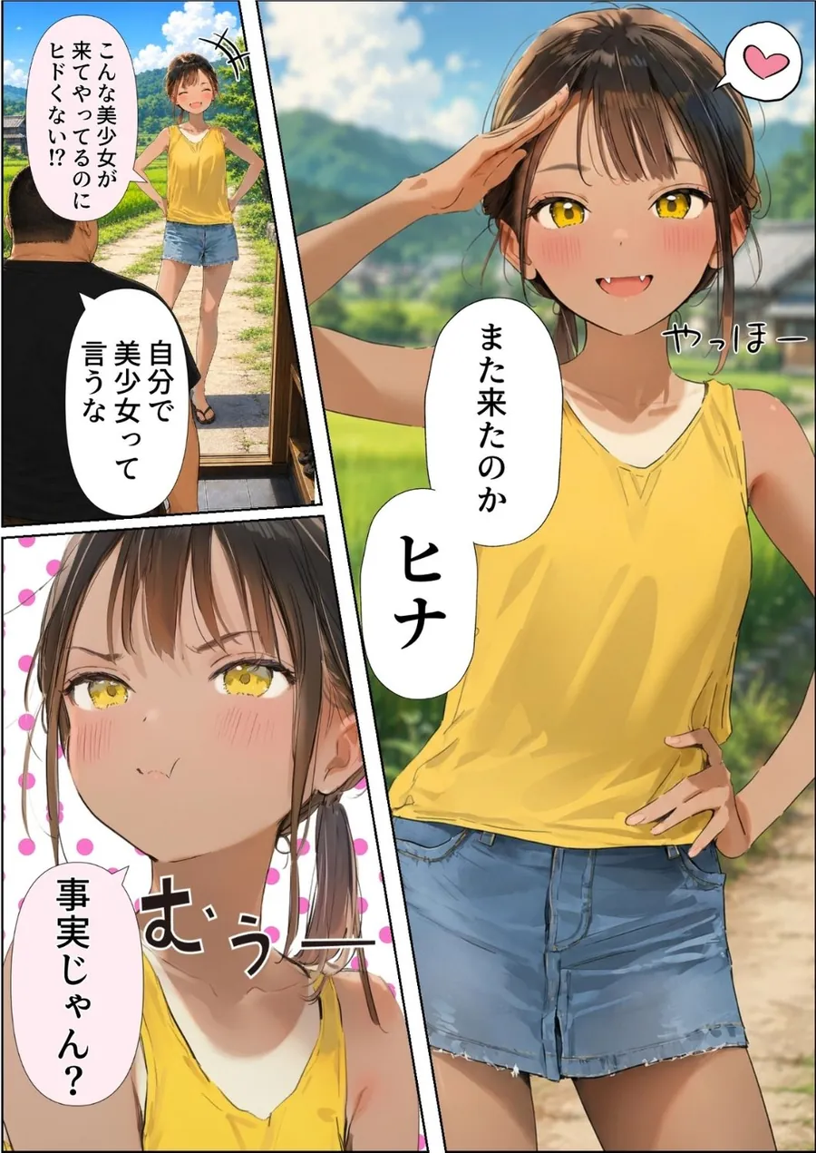 【エロ同人漫画】【ヒナと種付け夏休み】田舎に移住したら近所の褐色村娘と汗だくで・・・-0枚目