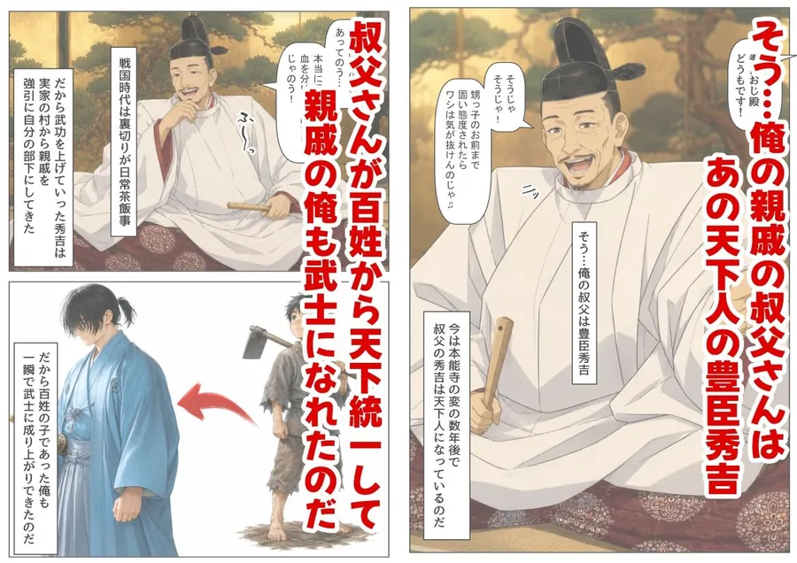 【エロ同人漫画】豊臣親戚！  〜秀吉の親戚に転生した〜-1枚目