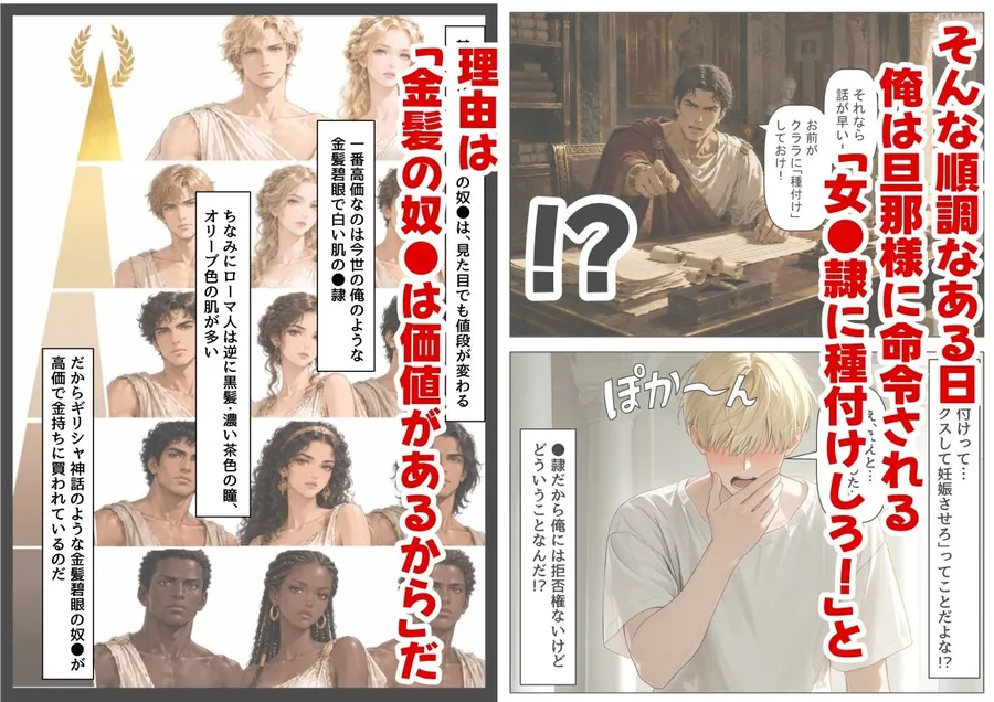 【エロ同人漫画】古代ローマ帝国の●隷転生したら、エロすぎた〜-1枚目